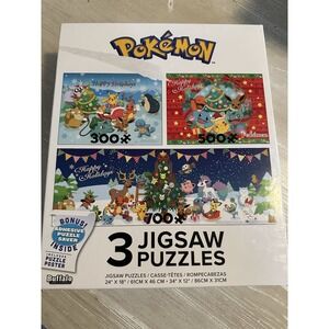 POKÉMON 3 Jigsaw Puzzles Holiday 300 500 700 Pcs Puzzle Saver Christmas Poster